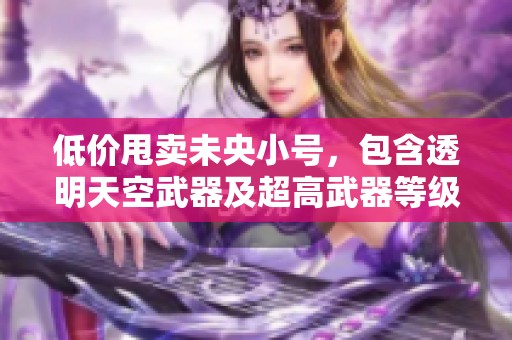 低价甩卖未央小号，包含透明天空武器及超高武器等级