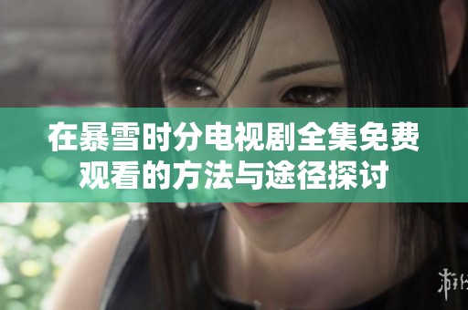在暴雪时分电视剧全集免费观看的方法与途径探讨