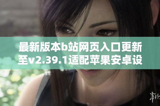 最新版本b站网页入口更新至v2.39.1适配苹果安卓设备