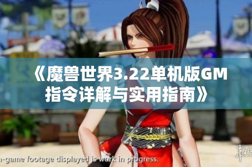 《魔兽世界3.22单机版GM指令详解与实用指南》