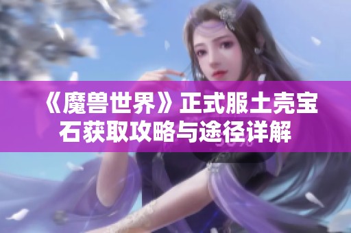 《魔兽世界》正式服土壳宝石获取攻略与途径详解