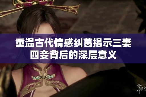 重温古代情感纠葛揭示三妻四妾背后的深层意义