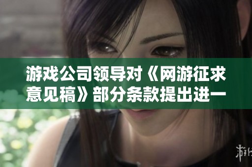 游戏公司领导对《网游征求意见稿》部分条款提出进一步明确的建议