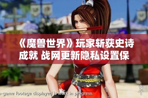 《魔兽世界》玩家斩获史诗成就 战网更新隐私设置保护国服数据