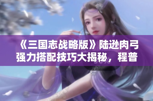 《三国志战略版》陆逊肉弓强力搭配技巧大揭秘，程普的最佳搭档解析