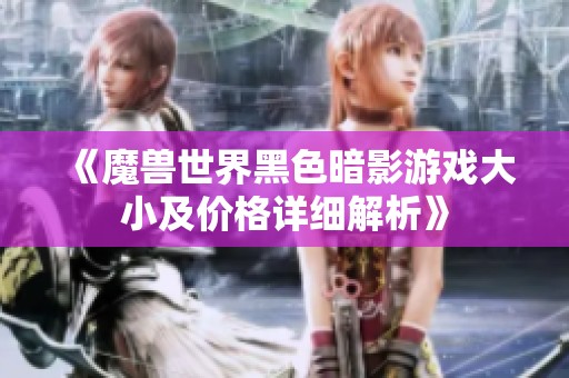《魔兽世界黑色暗影游戏大小及价格详细解析》