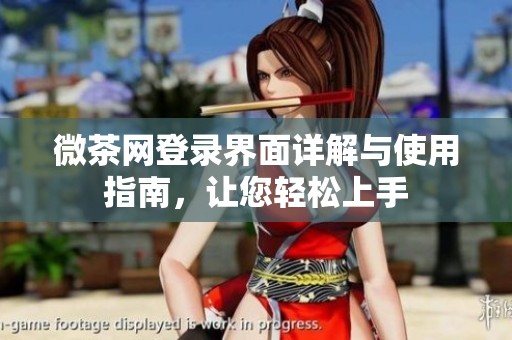 微茶网登录界面详解与使用指南，让您轻松上手