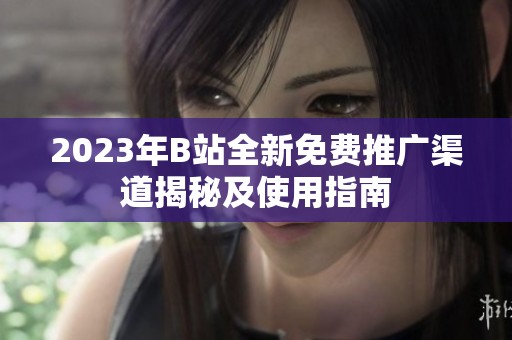 2023年B站全新免费推广渠道揭秘及使用指南