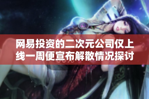 网易投资的二次元公司仅上线一周便宣布解散情况探讨