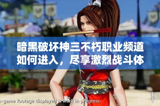 暗黑破坏神三不朽职业频道如何进入，尽享激烈战斗体验