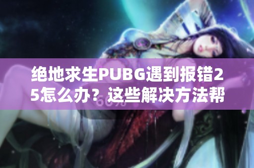 绝地求生PUBG遇到报错25怎么办？这些解决方法帮你轻松应对