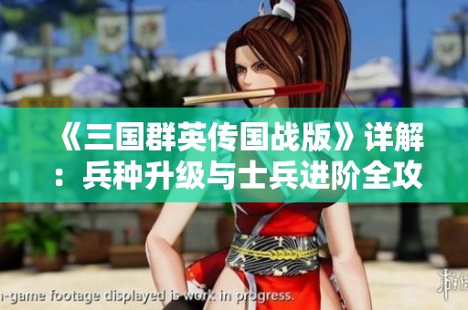 《三国群英传国战版》详解：兵种升级与士兵进阶全攻略