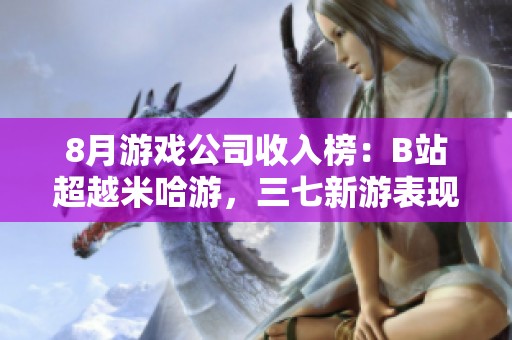 8月游戏公司收入榜：B站超越米哈游，三七新游表现抢眼