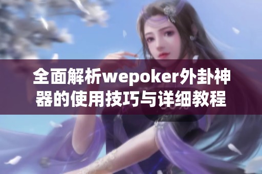 全面解析wepoker外卦神器的使用技巧与详细教程