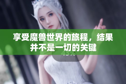 享受魔兽世界的旅程，结果并不是一切的关键