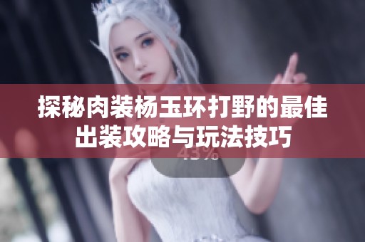 探秘肉装杨玉环打野的最佳出装攻略与玩法技巧