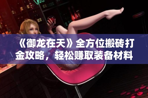 《御龙在天》全方位搬砖打金攻略，轻松赚取装备材料的端游秘籍