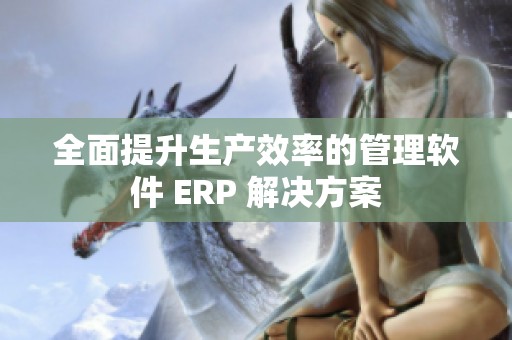 全面提升生产效率的管理软件 ERP 解决方案