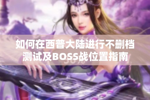如何在西普大陆进行不删档测试及BOSS战位置指南