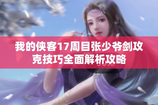 我的侠客17周目张少爷剑攻克技巧全面解析攻略