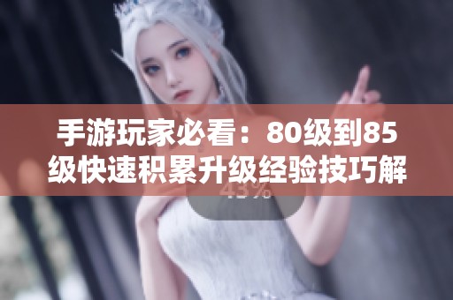 手游玩家必看：80级到85级快速积累升级经验技巧解析