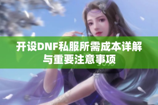 开设DNF私服所需成本详解与重要注意事项