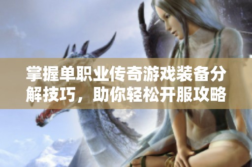 掌握单职业传奇游戏装备分解技巧，助你轻松开服攻略